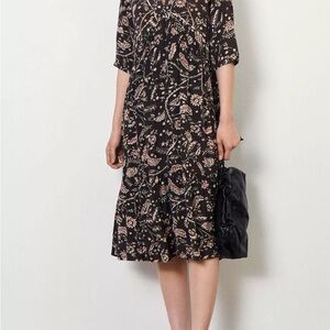 ba&sh Black Floral Midi Dress